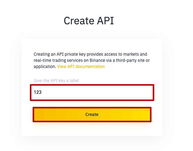 Creating API keys on Binance