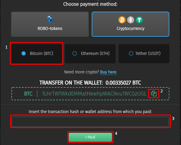 Top up a crypto wallet