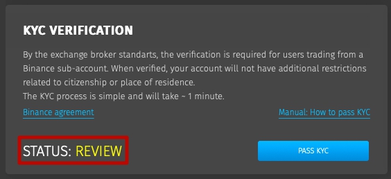 Verification on Binance exchange